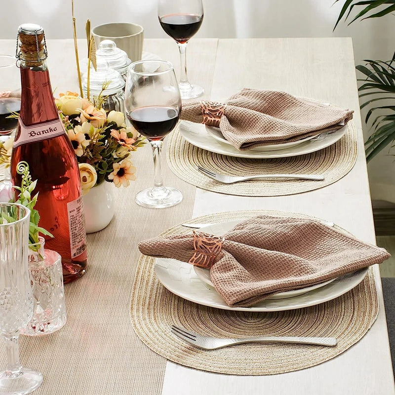 Braided Round Placemats – Durable &amp; Washable PU Table Mats