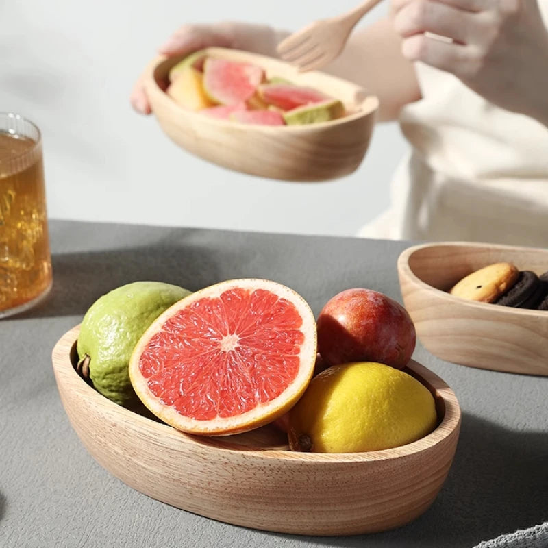 Solid Wood Boat-Shaped Bowl – Natural &amp; Minimalist Design