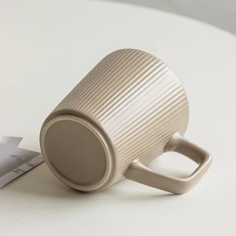 Matte Embossed Stripe Ceramic Mug