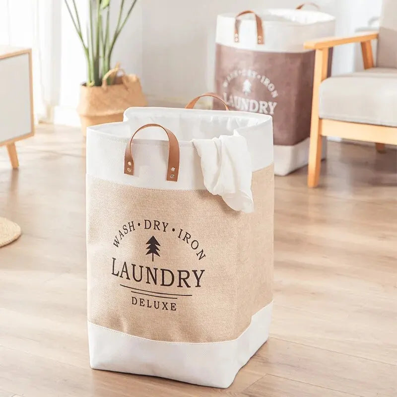 Foldable Cotton Laundry Basket – Classic Style