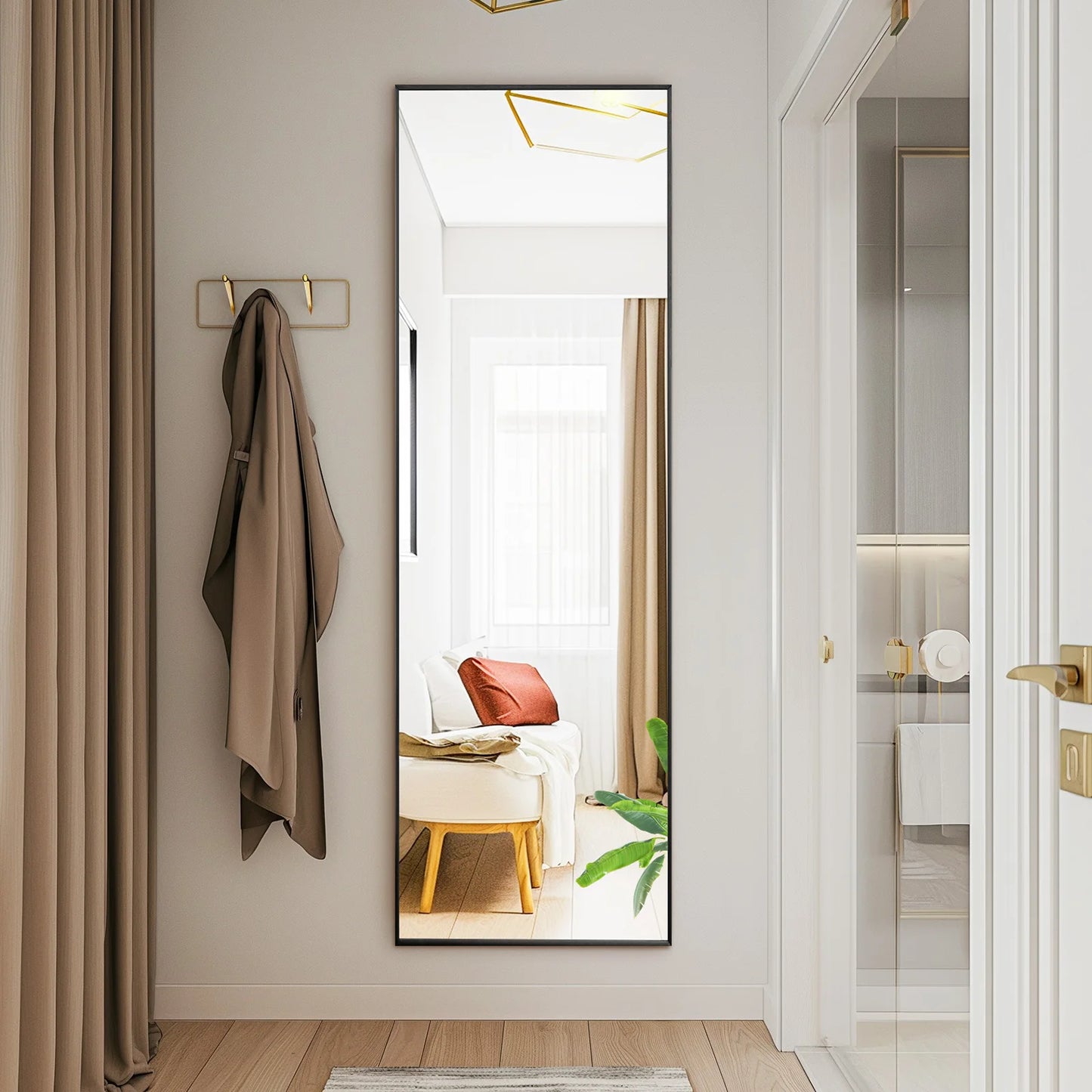 Full-Length Floor Mirror with Aluminum Alloy Frame – 64” x 21”