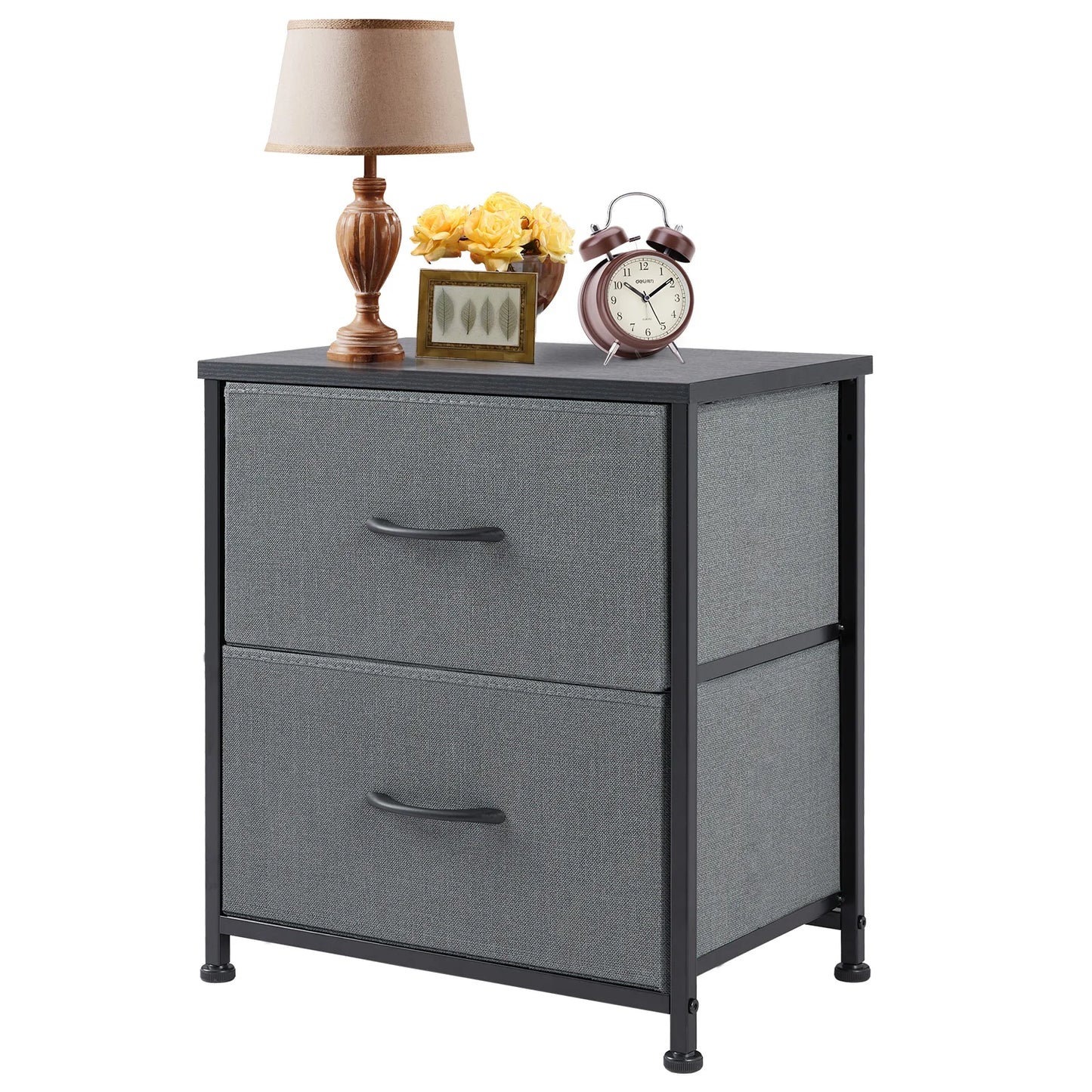 Modern Minimalist Nightstand with 2 Fabric Drawers – Lightweight &amp; Durable