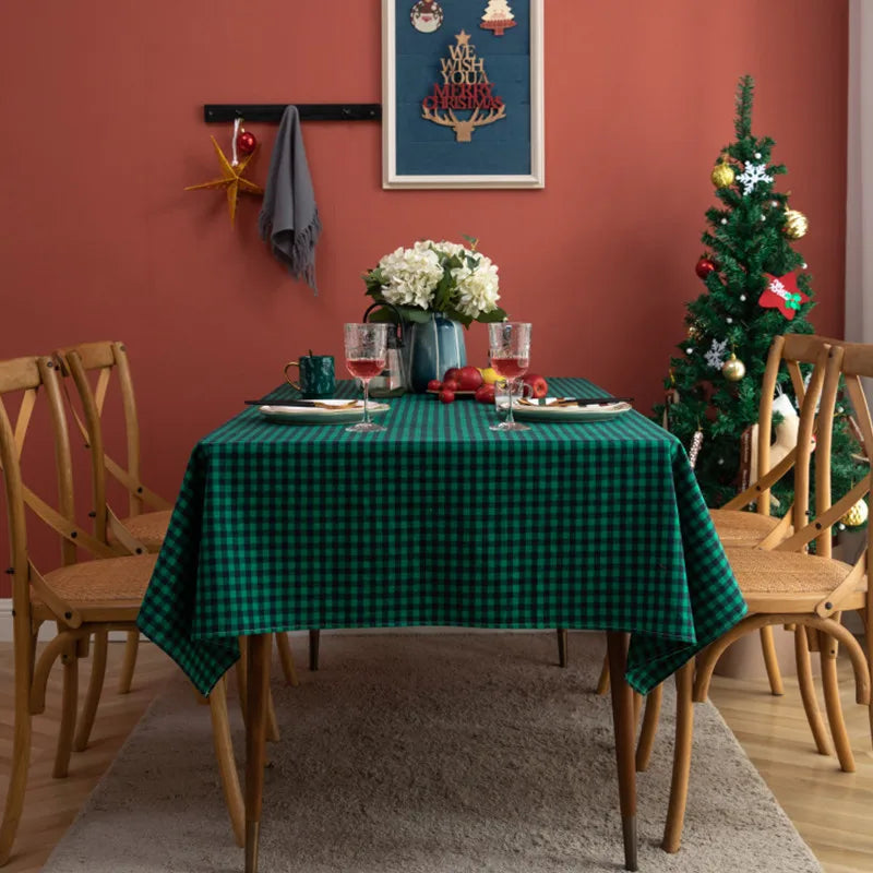Classic Red &amp; White Plaid Cotton Tablecloth – Multi-Size, European Style