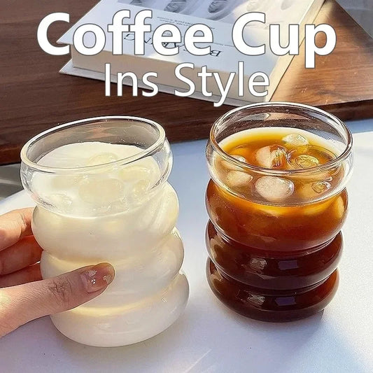 Vintage Ribbed Glass Cup Set – 10.1 fl oz