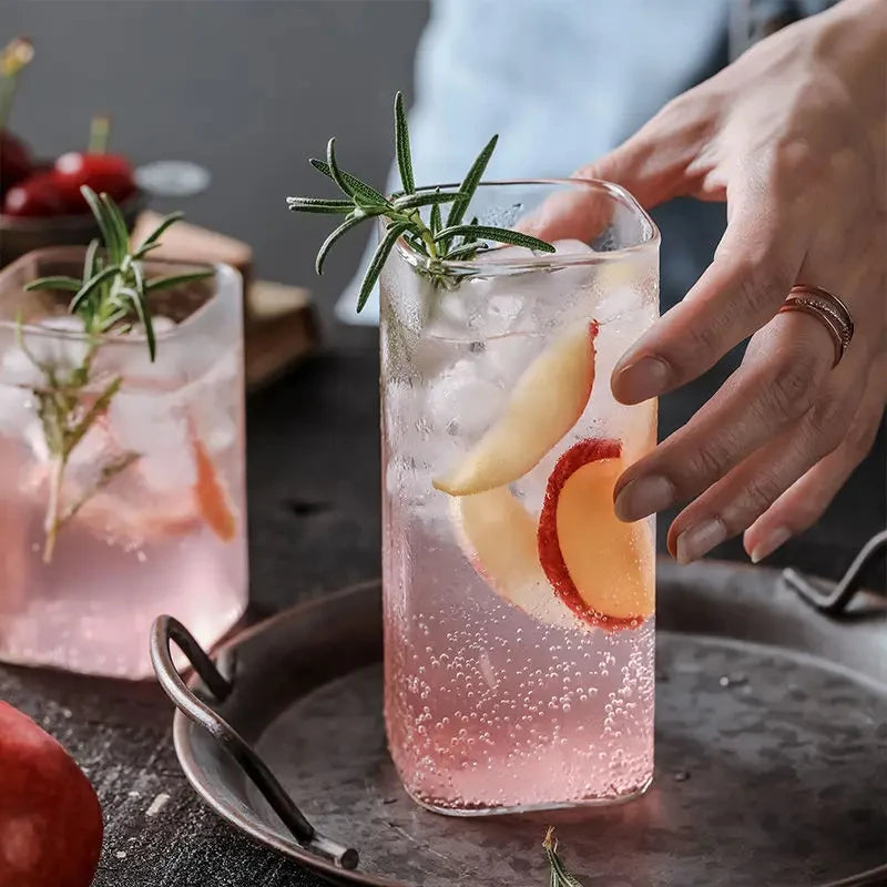 Large Capacity Highball Glass – Thin, Square, Transparent Drinkware