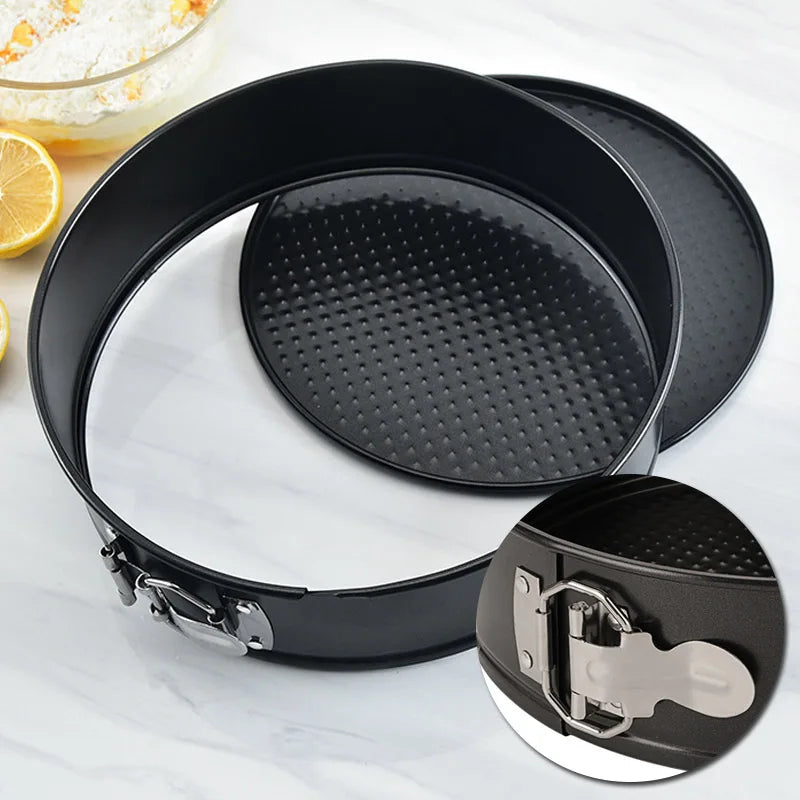 Carbon Steel Round Cake Pan with Locking Bottom – Non-Stick Springform Mold