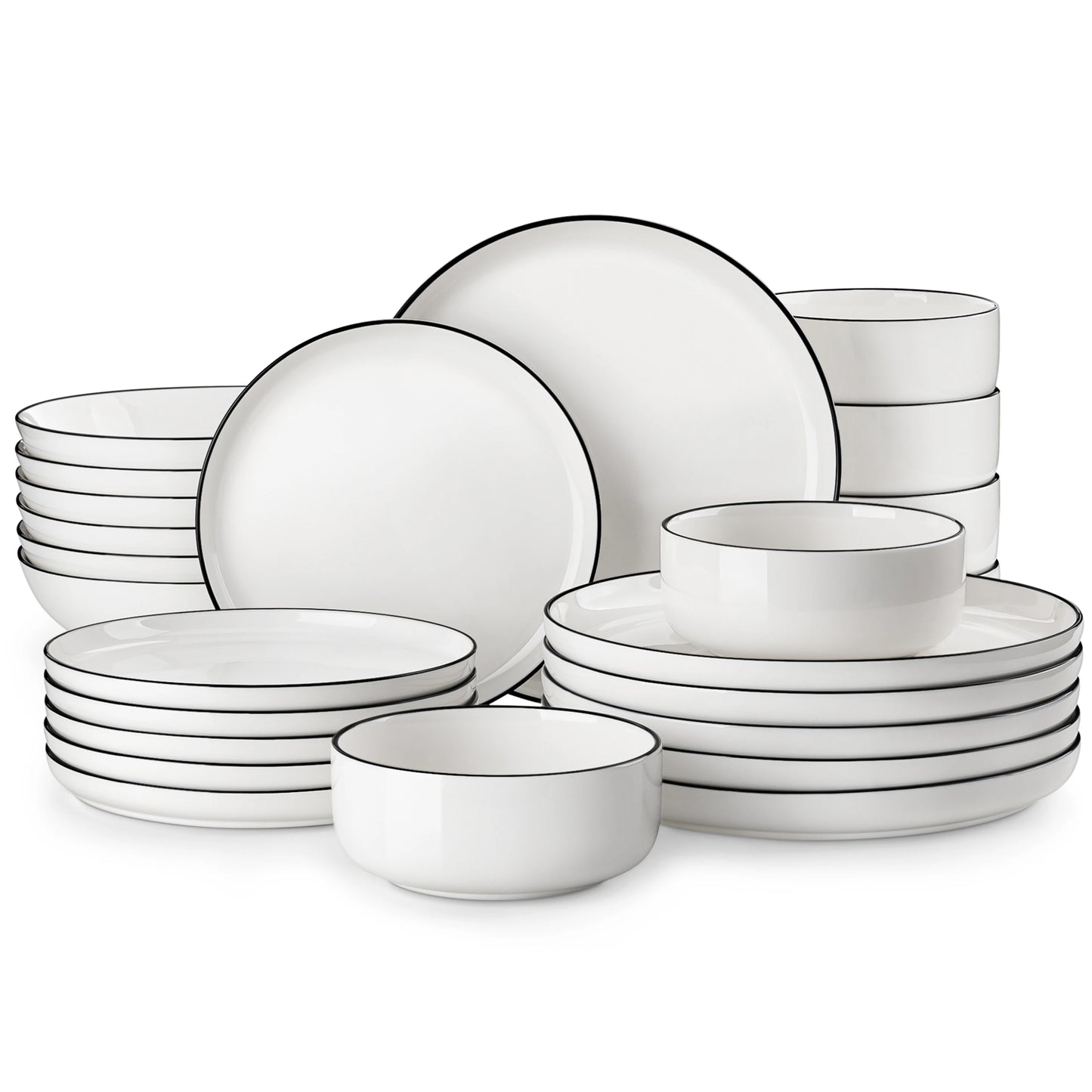 24-Piece Ceramic Dinnerware Set – Ivory White