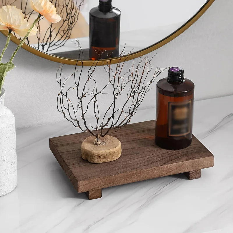 Rustic Hanging Wooden Shelf – 9" x 5.9" Boho Decor Tray
