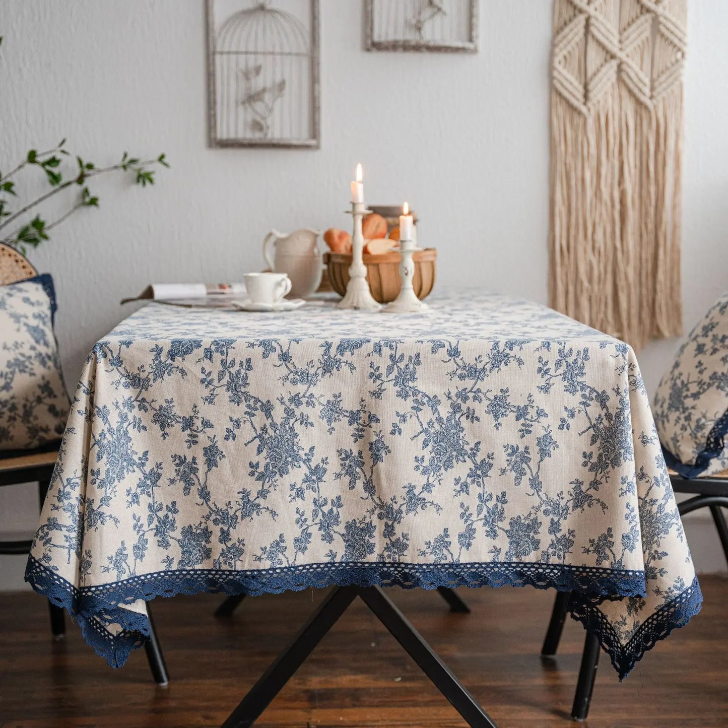 Pastoral Style Plaid Tablecloth – Linen &amp; Cotton Blend