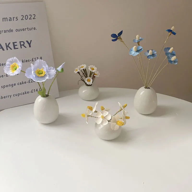 Modern Nordic Ceramic Flower Vase – White