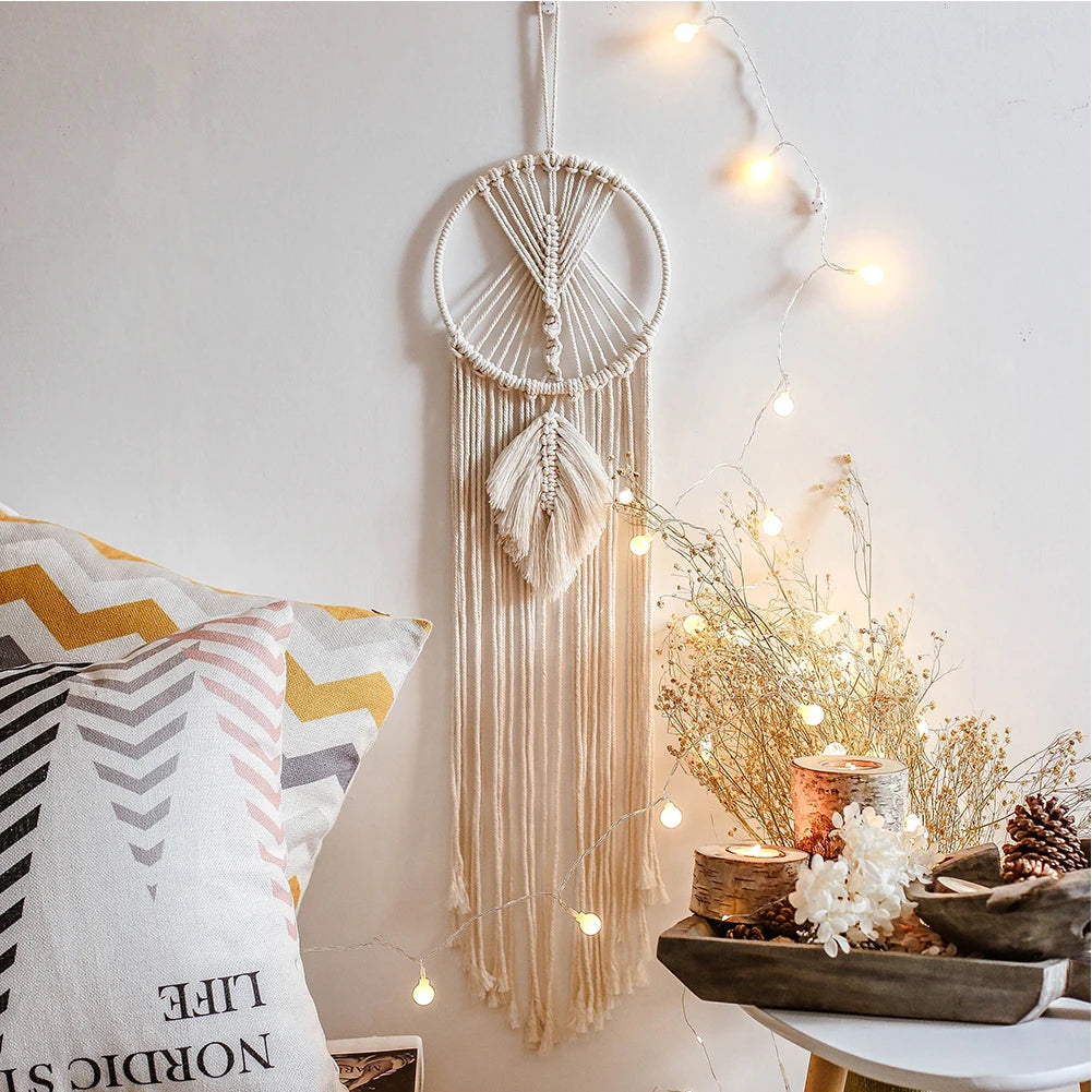 Boho Macrame Dream Catcher – Handmade Wall Hanging for Peaceful Vibes