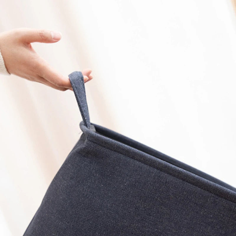 Cotton Linen Storage Basket – Foldable Jute Fabric Organizer with Handles