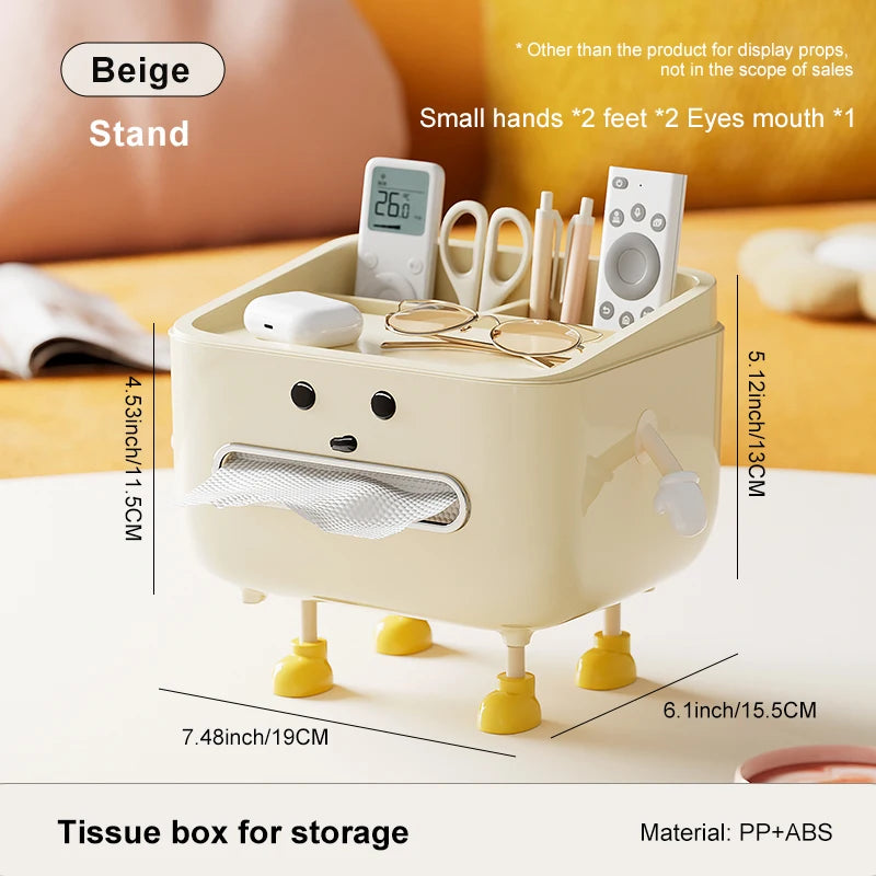 Multi-Function Desktop Organizer Box with Tissue Holder