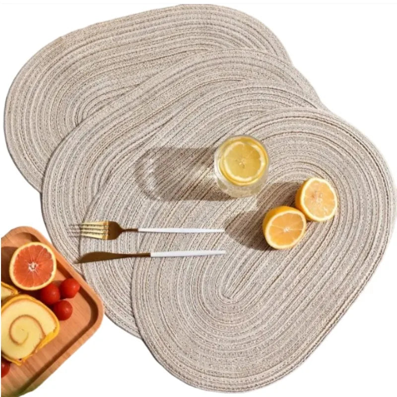 Braided Round Placemats – Durable &amp; Washable PU Table Mats