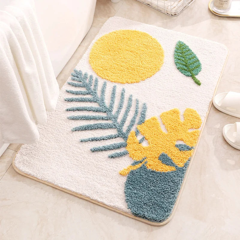 Ultra Soft Microfiber Non-Slip Bath Mat – Leaf Pattern
