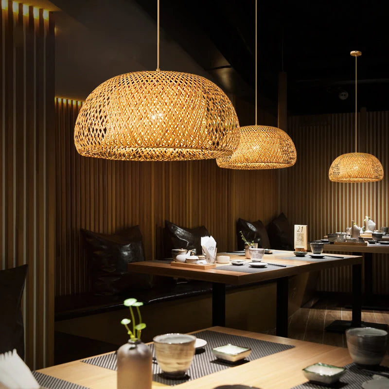 Handwoven Bamboo Pendant Light – Hanging Lamp
