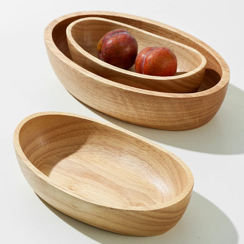 Solid Wood Boat-Shaped Bowl – Natural &amp; Minimalist Design