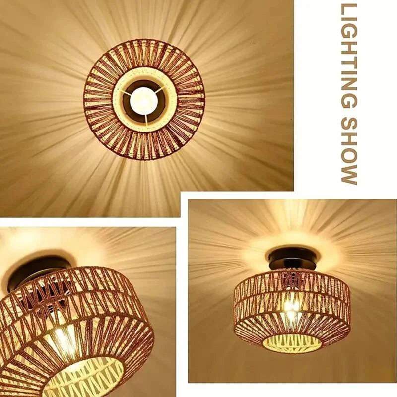 Natural Bamboo Rattan Ceiling Pendant Light