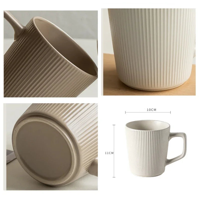 Matte Embossed Stripe Ceramic Mug