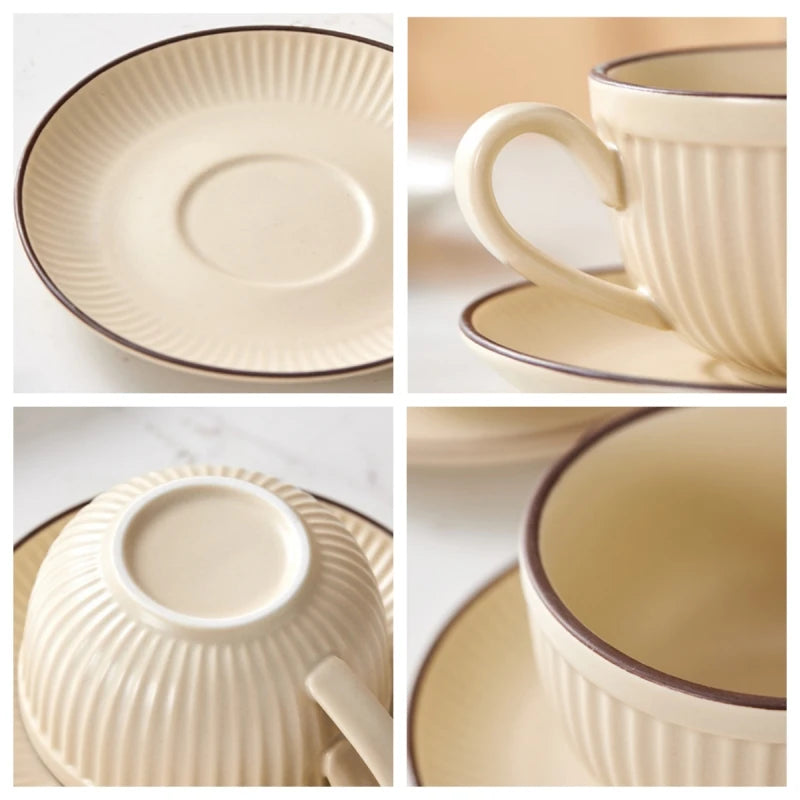 Pumpkin-Inspired Ceramic Coffee Mug with Saucer