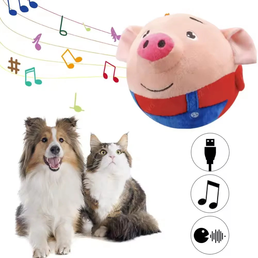 Interactive Bouncing &amp; Squeaking Dog Toy Ball