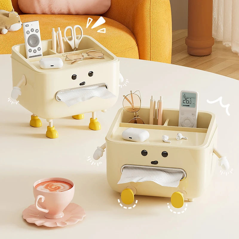 Multi-Function Desktop Organizer Box with Tissue Holder