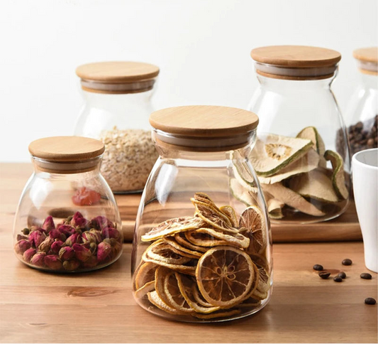 Airtight Glass Storage Jar with Wooden Lid
