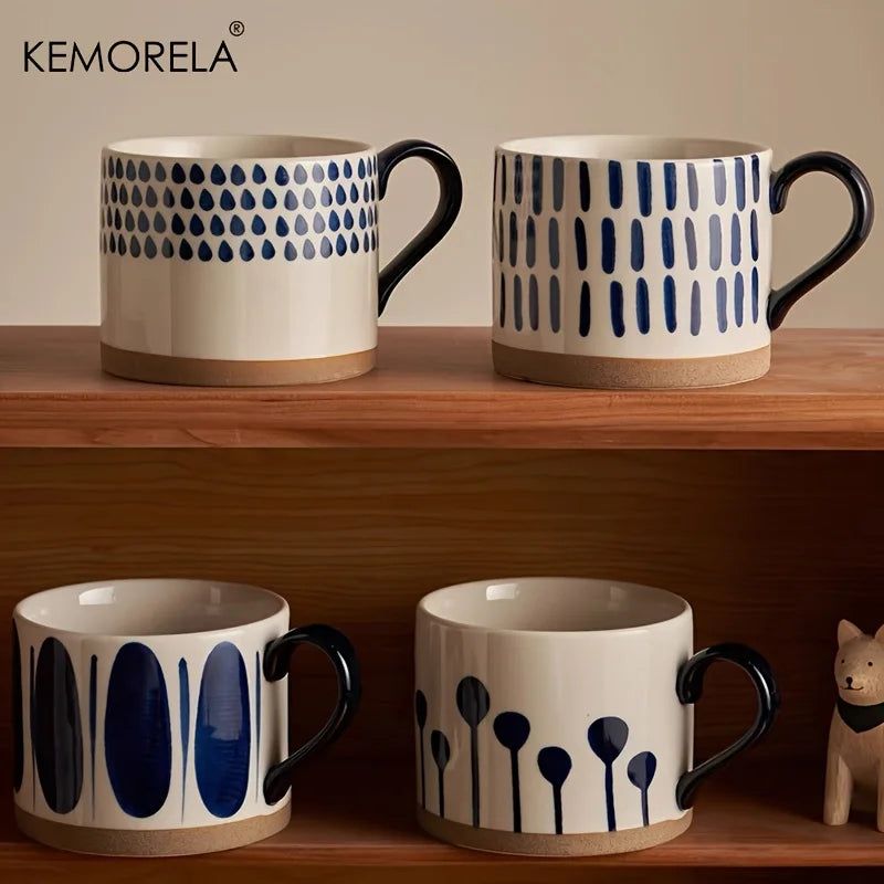 15.2 oz Nordic Ceramic Coffee Mug with Handle – Retro Style