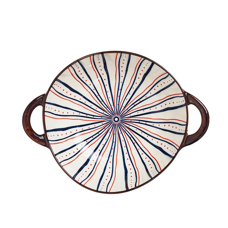 Modern Ceramic Noodle Bowl Set – Floral Underglaze Design