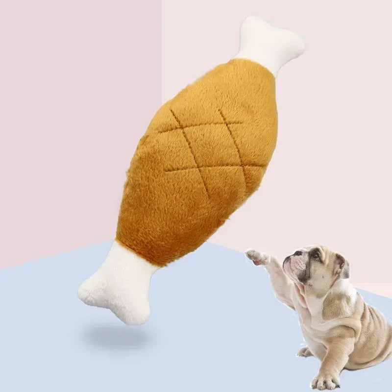 Plush Chicken Leg Dog Toys – Squeaky, Soft, and Fun!