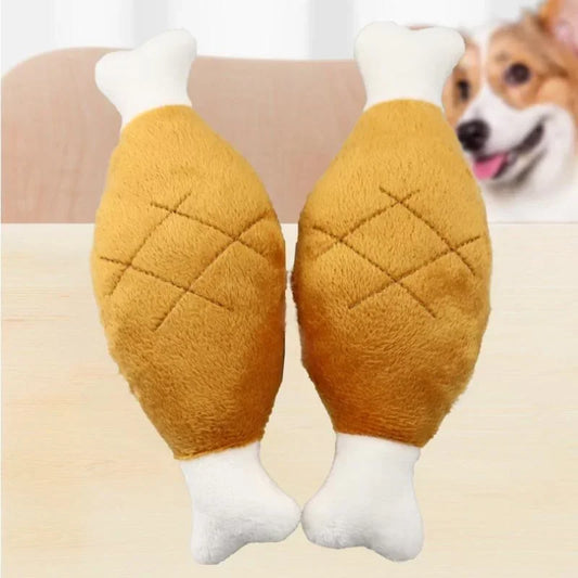 Plush Chicken Leg Dog Toys – Squeaky, Soft, and Fun!