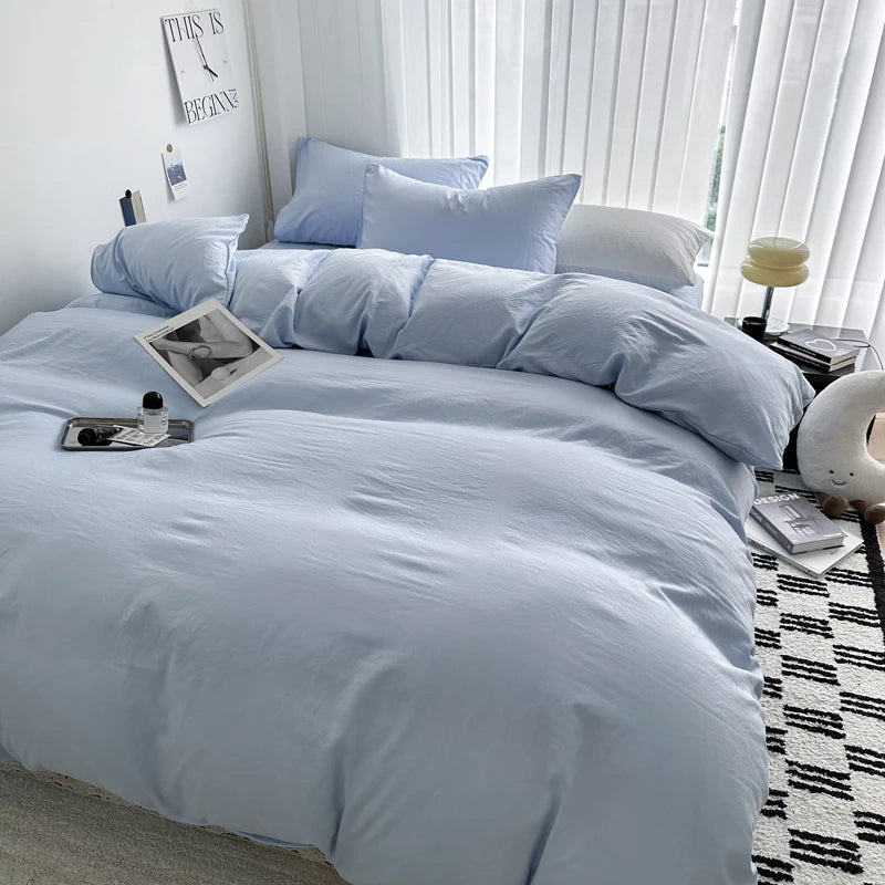 Solid Cotton 4-Piece Bedding Set