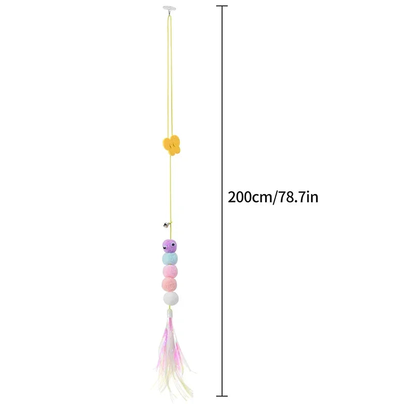 Interactive Hanging Feather Cat Toy – Elastic Rope Play Kit