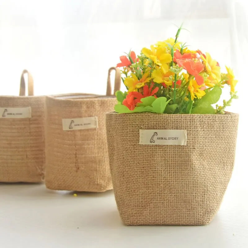 Cotton &amp; Linen Hanging Wall Storage Sack – Modern Organizer