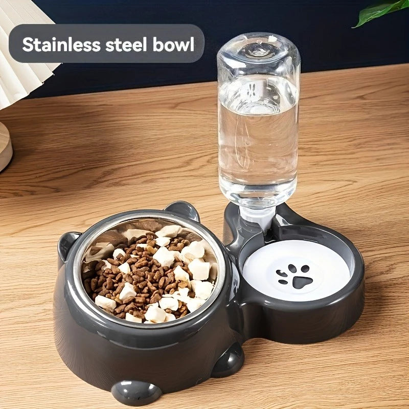 Automatic Pet Feeder with Water Dispenser – Non-Slip Tilted Bowl Set