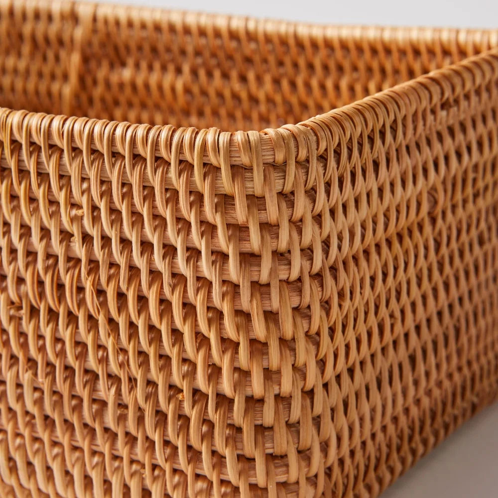 Handwoven Rattan Bathroom Organizer Basket