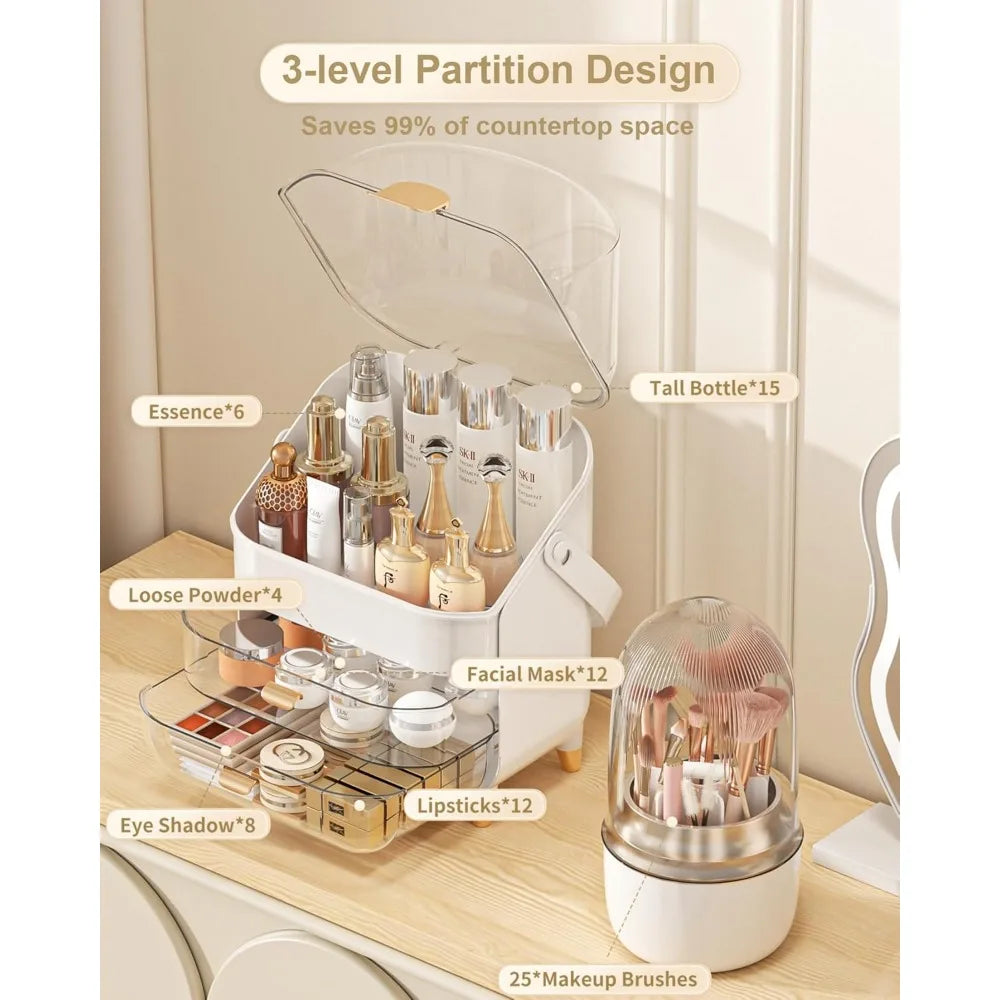 3-Tier Skincare Organizer with Transparent Drawers