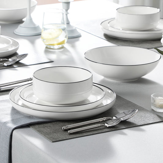 24-Piece Ceramic Dinnerware Set – Ivory White
