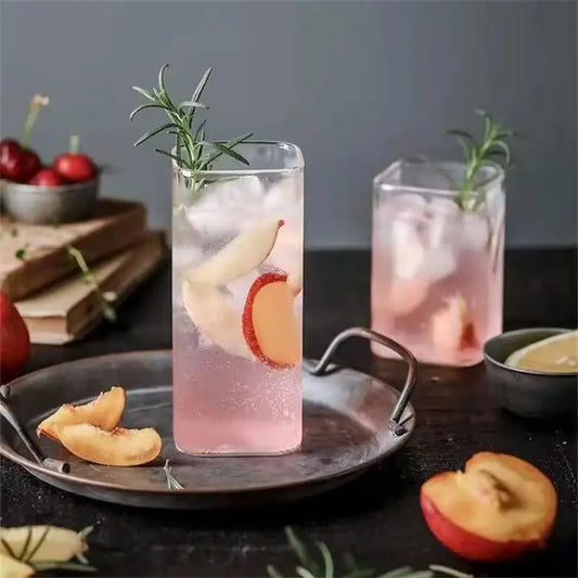 Large Capacity Highball Glass – Thin, Square, Transparent Drinkware