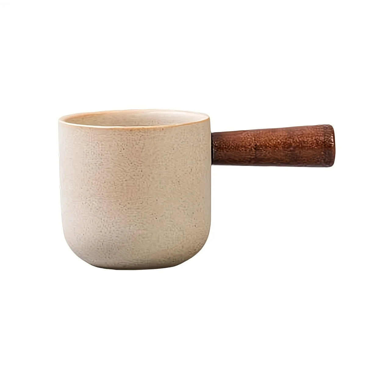 Ceramic Espresso Cup with Wooden Handle – Elegant and Minimalist Design