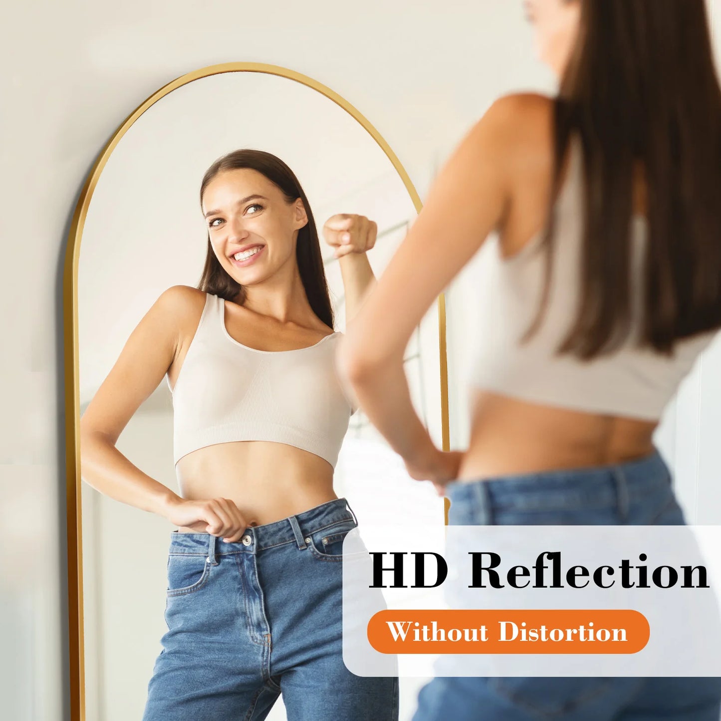 Full Length Standing Mirror – Minimalist Aluminum Frame, 64”x21”