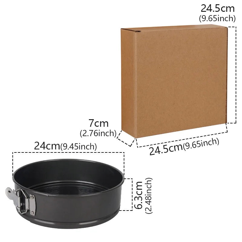 Carbon Steel Round Cake Pan with Locking Bottom – Non-Stick Springform Mold