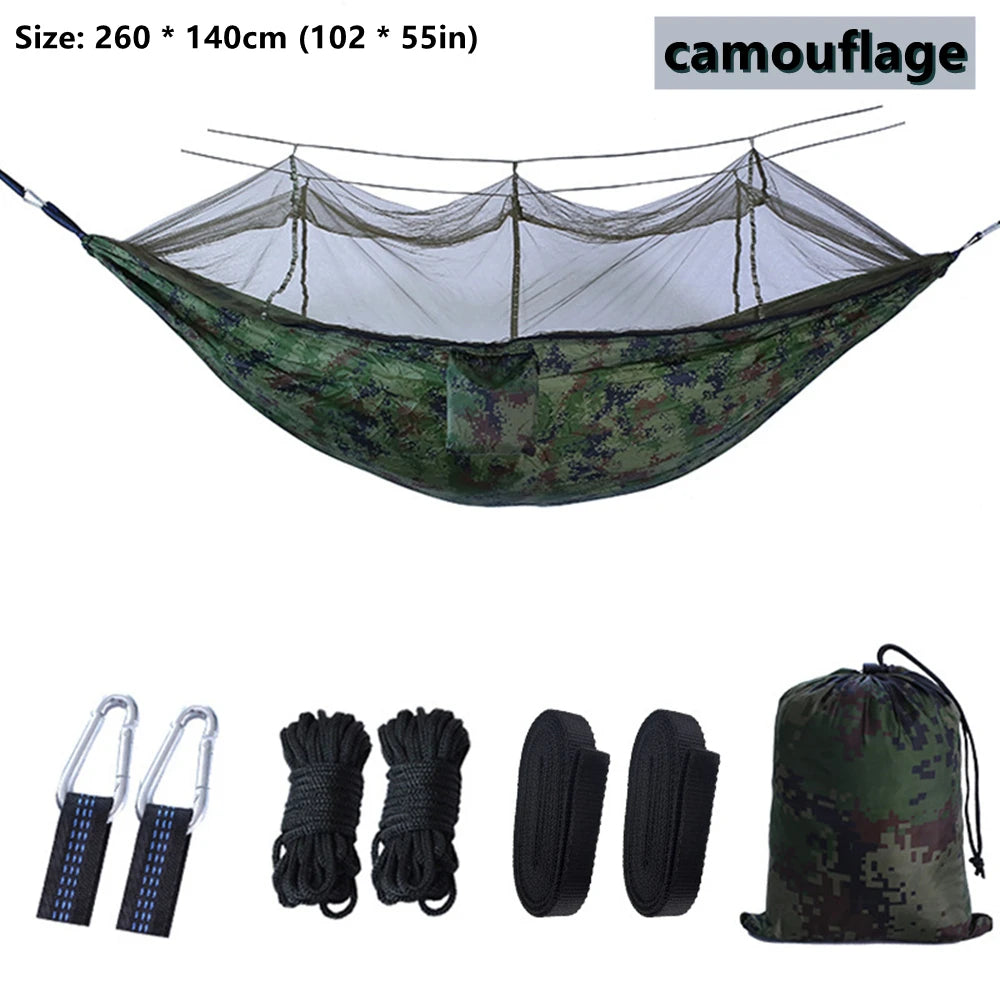 Double Hammock with Mosquito Net – Lightweight Outdoor Camping Swing