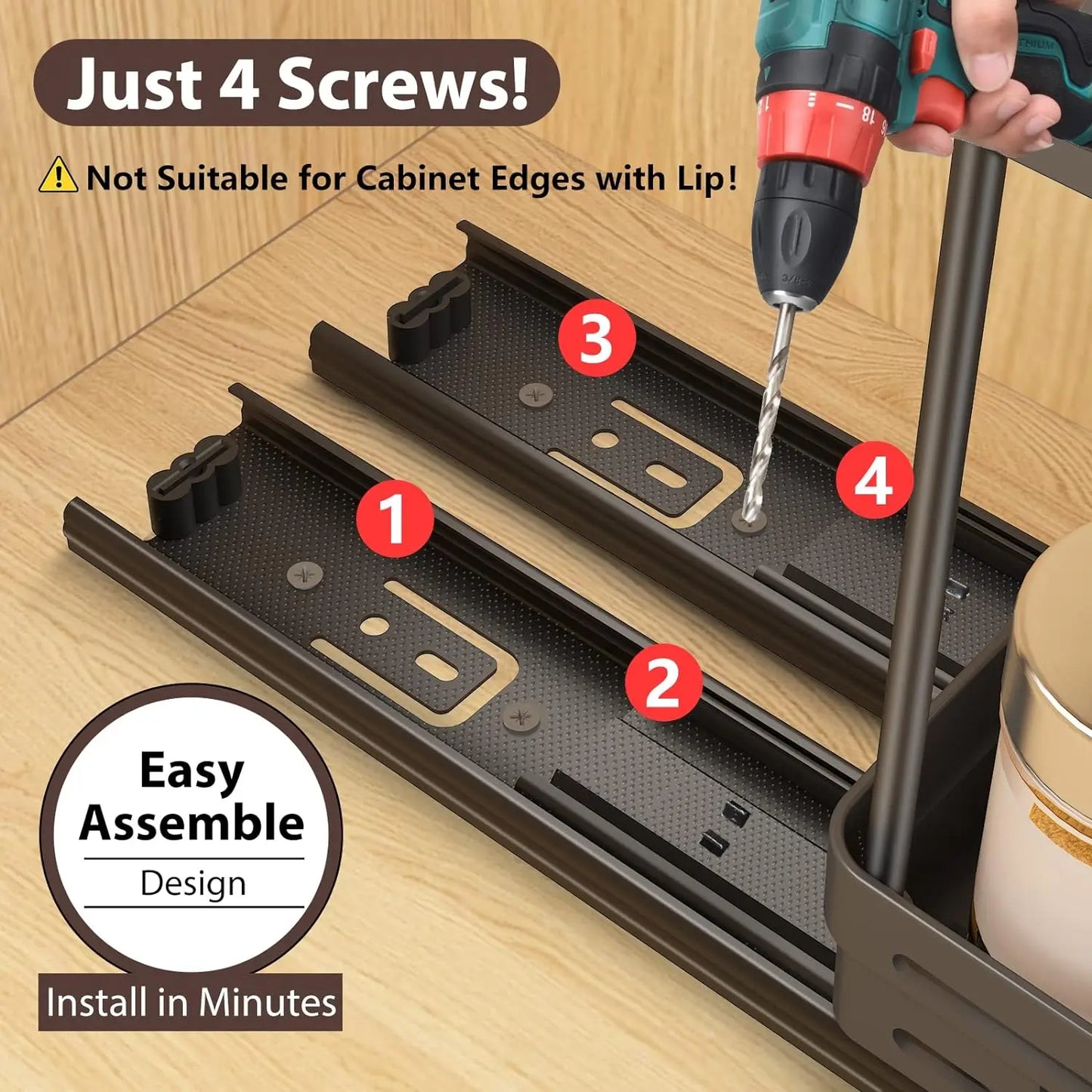 Tier Sliding Spice Rack – Multipurpose Kitchen Drawer Organizer