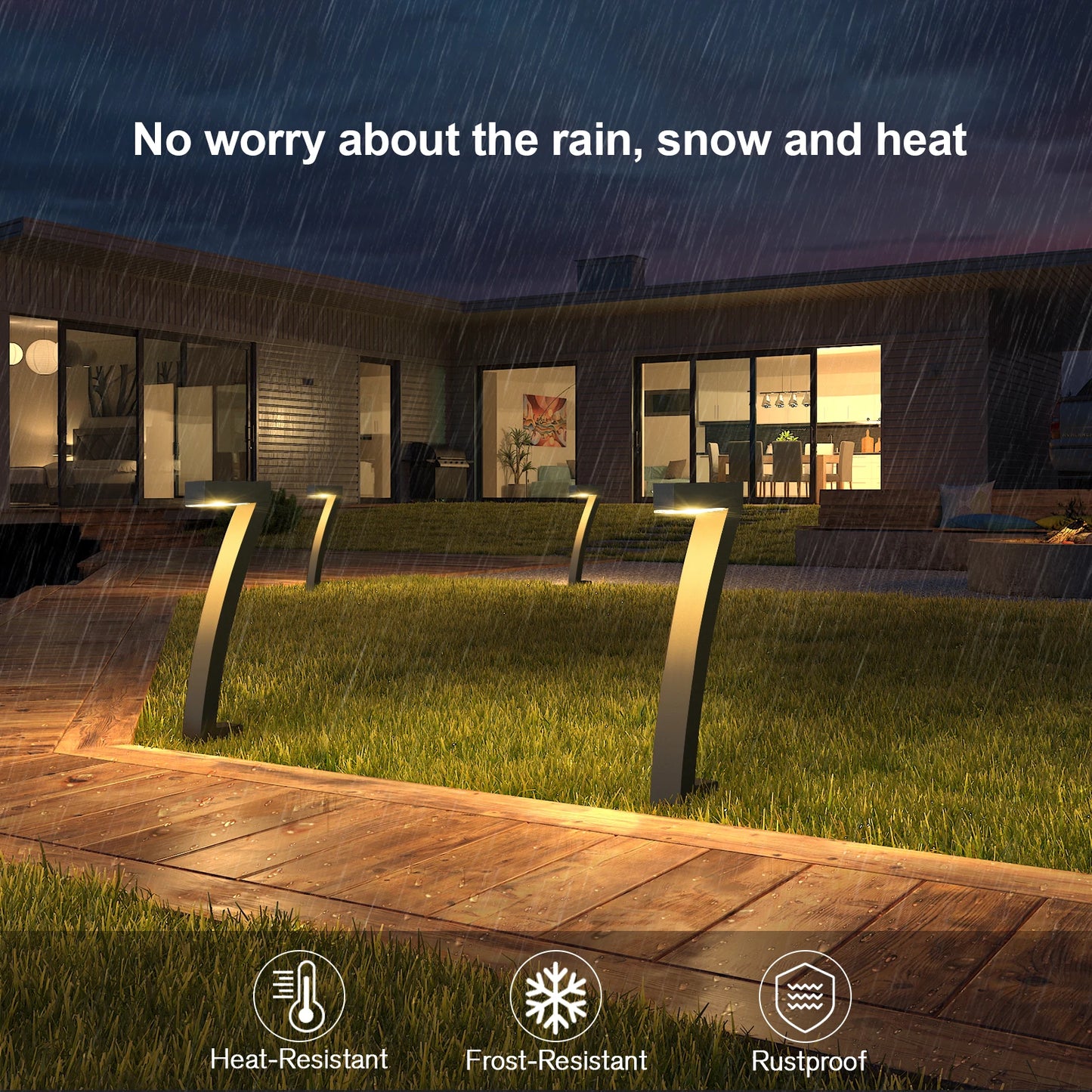 Modern Solar Pathway Lights - Outdoor LED Garden Lights with Auto Dusk to Dawn Feature