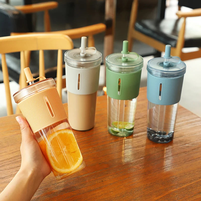 24oz  Reusable Plastic Water Bottle with Straw – Lightweight &amp; Eco-Friendly