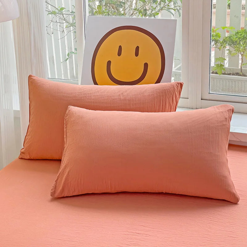 Washed Cotton Pillowcase Set – 2-Pack Solid Color, 19” x 29”