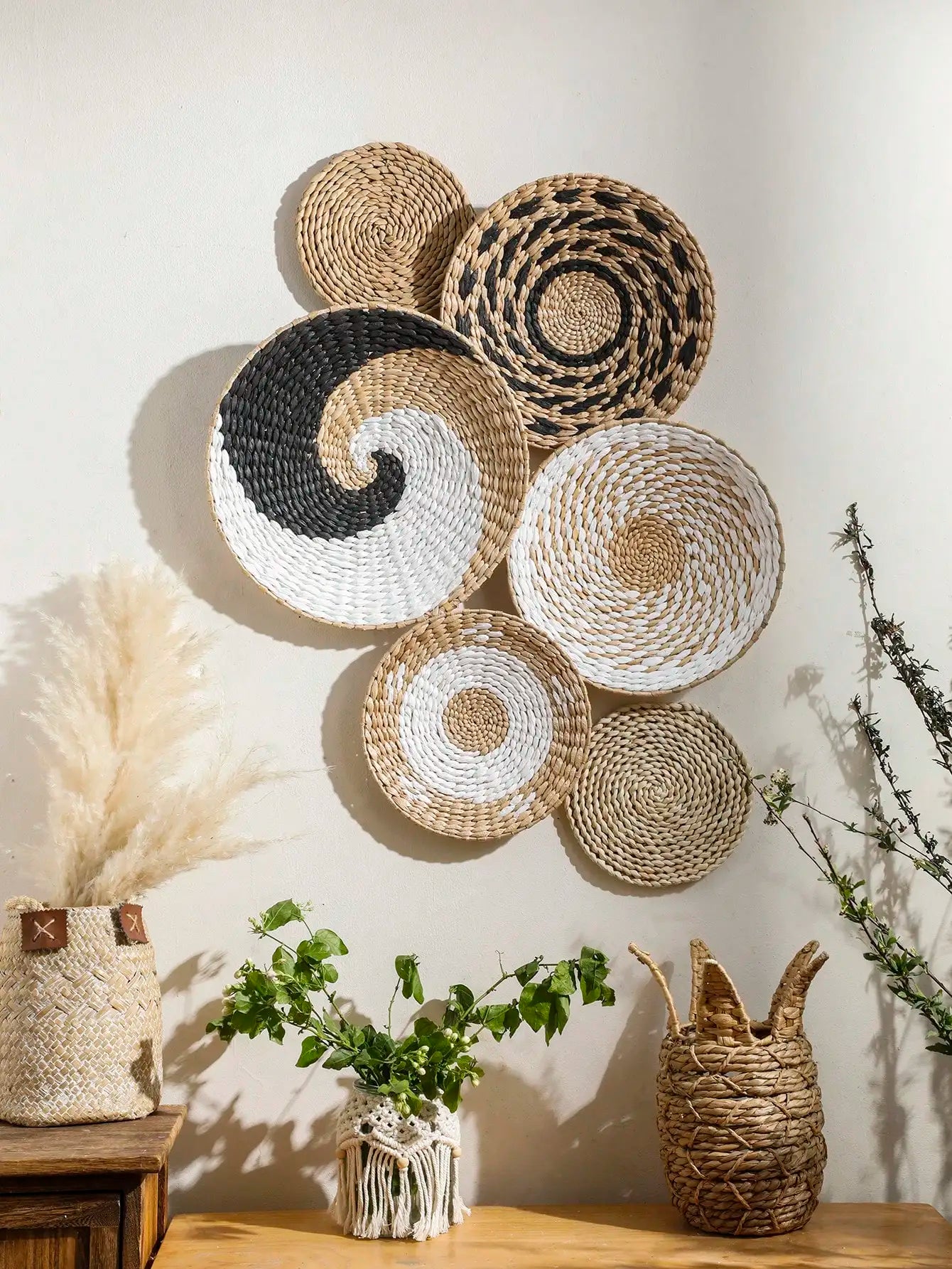 Handwoven Wicker Wall Hanging Ornament – Modern Decorative Accent