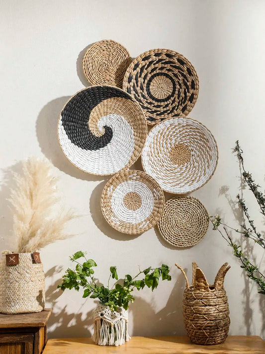 Handwoven Wicker Wall Hanging Ornament – Modern Decorative Accent