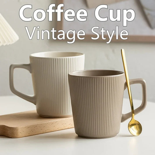 Matte Embossed Stripe Ceramic Mug